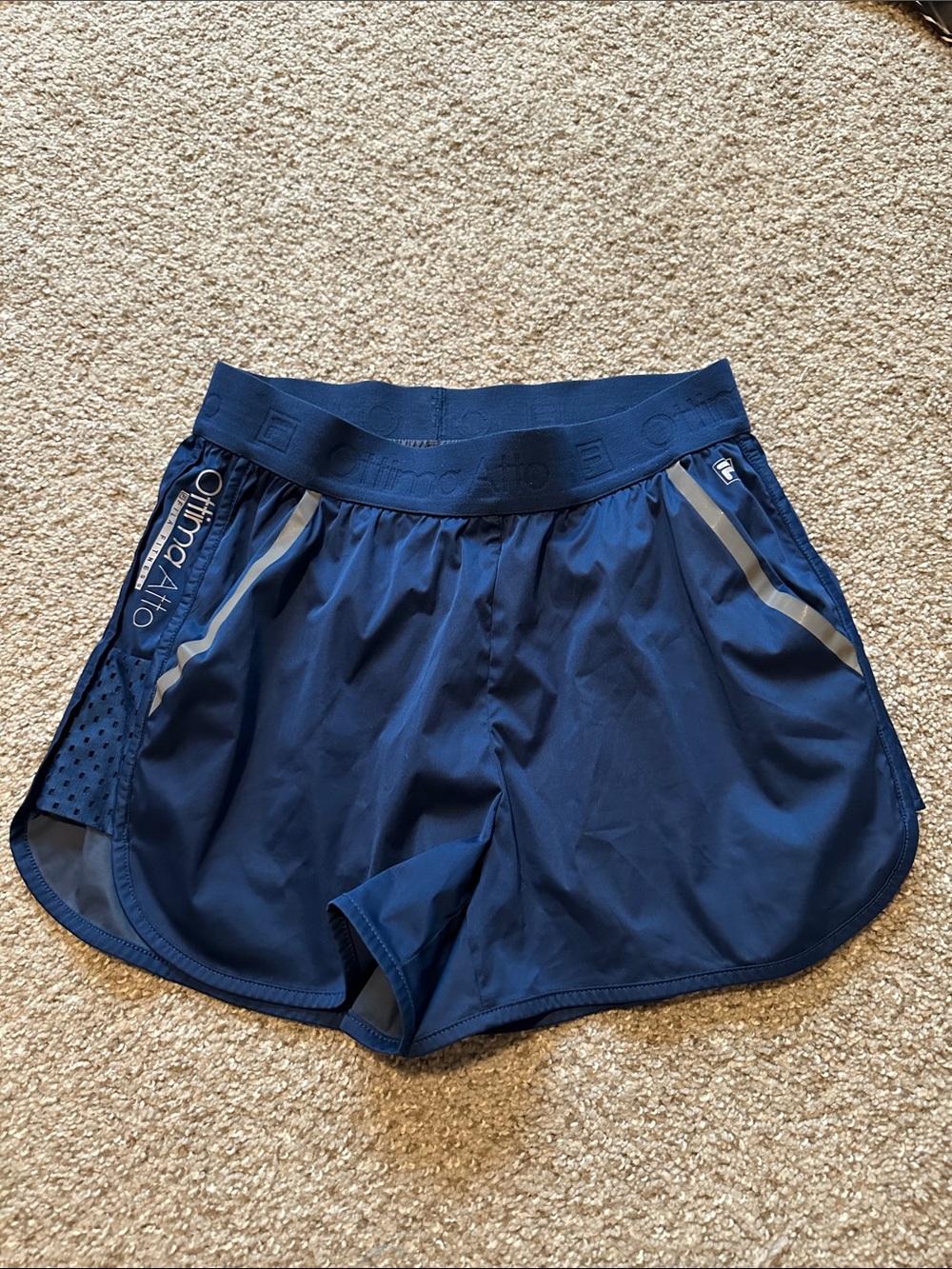 Fila Women's Dark Blue Athletic Running Shorts with Reflective Trim